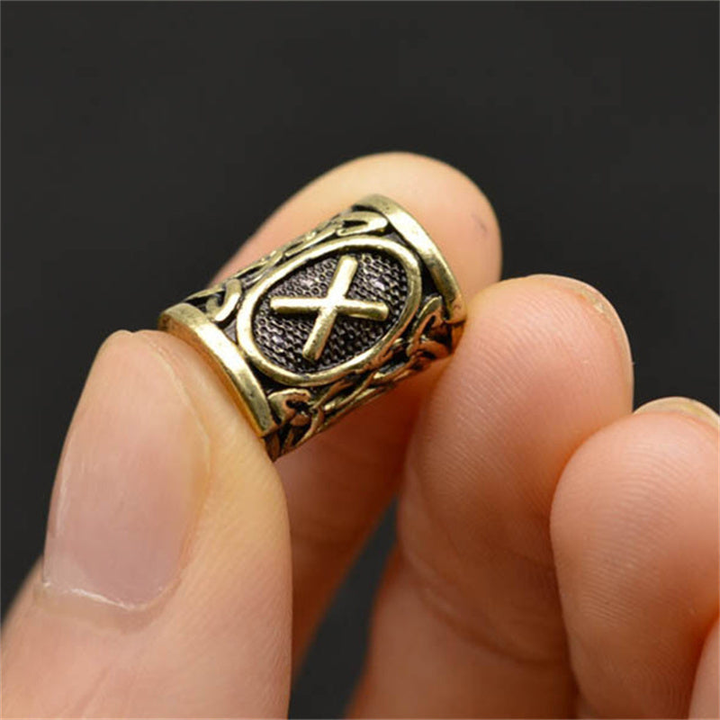 Antique Silver and Bronze Viking Rune Beard Beads – Premium Alloy Material