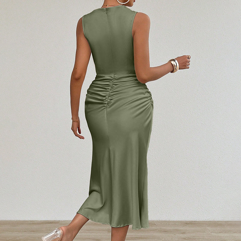 Chic Summer Sleeveless Ruched Bodycon Dress Casual & Party Ready USA