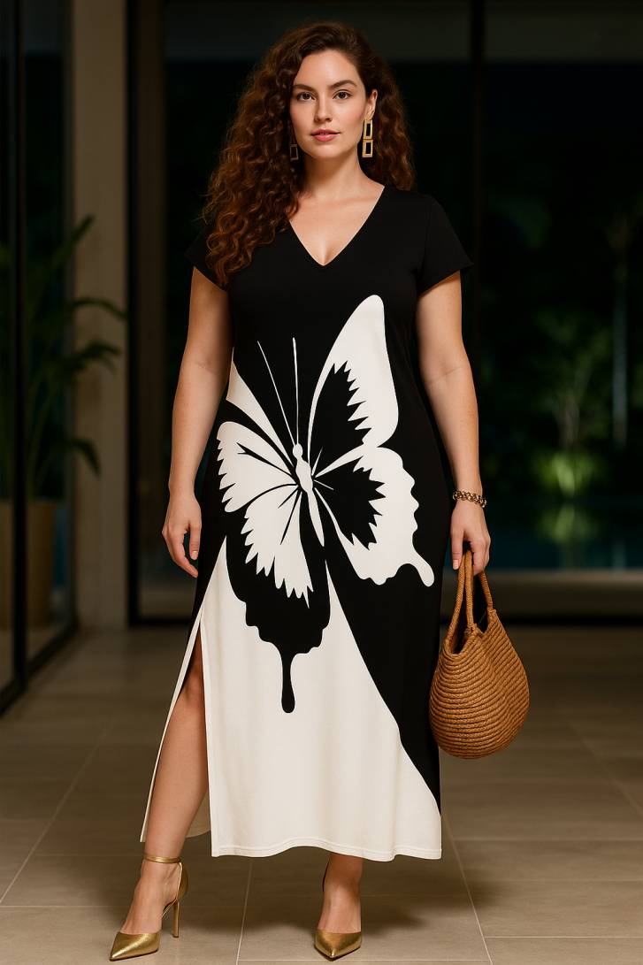 Float Like a Butterfly – V-Neck Maxi Dress That Captures Every Heart