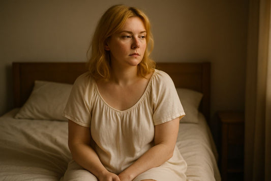 AI Prompt – Lonely Woman Sitting on Bed in Morning Light