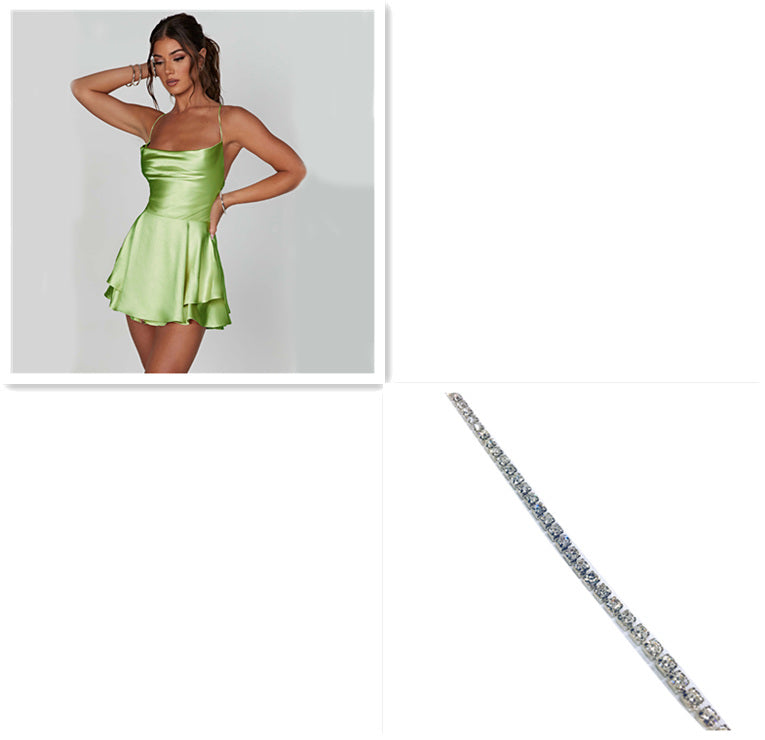 Sexy Satin Backless Dress – Elegant Short A-Line Sling Mini Dress