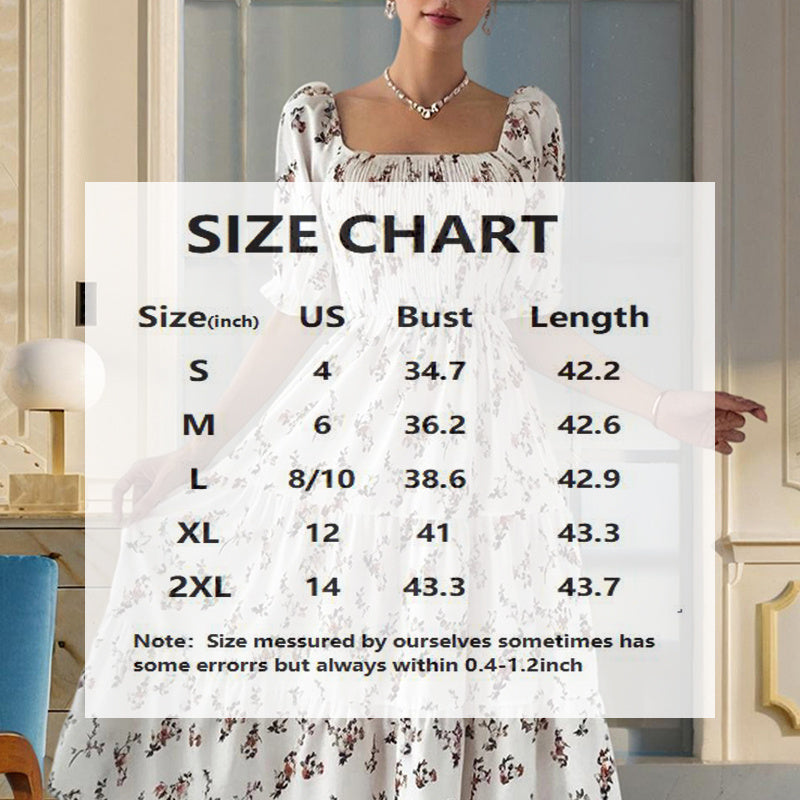 Women’s Boho Floral Print Square Neck A-Line Summer Dress
