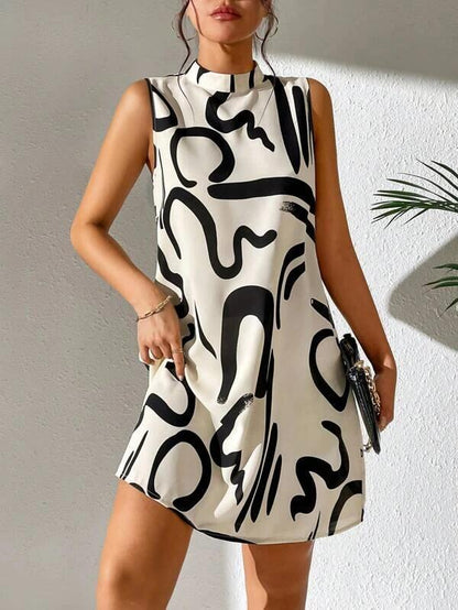 Beautiful European-style dress featuring a floral design and a stylish stand collar. Crafted from breathable polyester, ideal for warm weather.