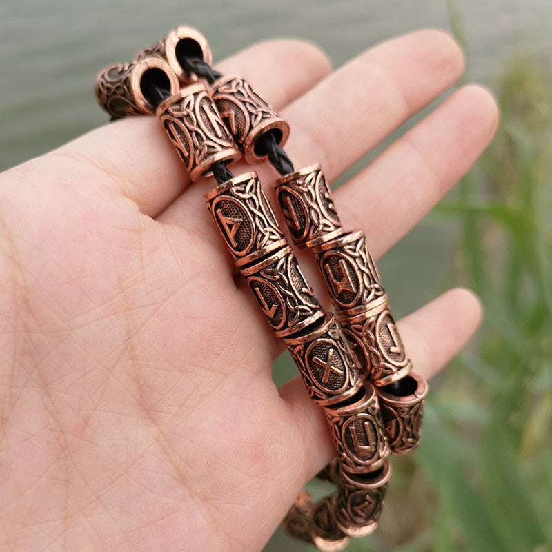Set of Viking Rune Beard Beads in Antique Silver & Bronze with Electroplated Finish

