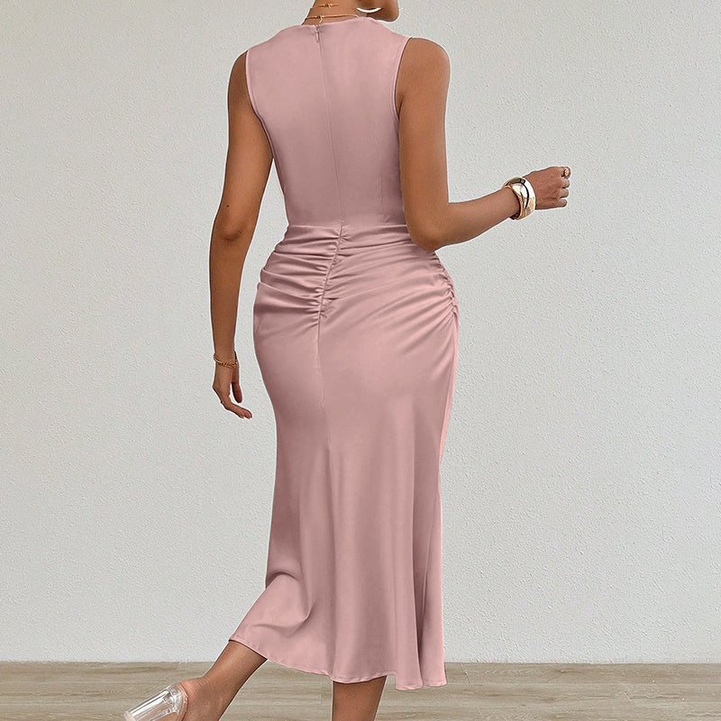 Chic Summer Sleeveless Ruched Bodycon Dress Casual & Party Ready USA
