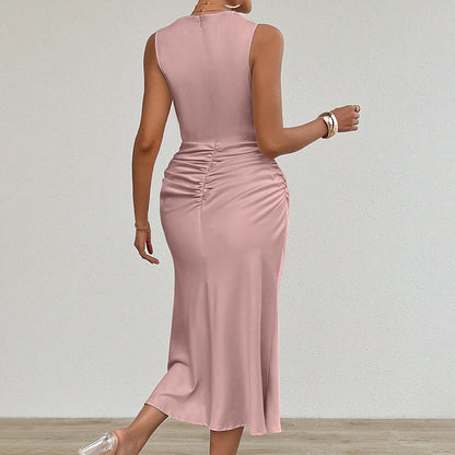 Chic Summer Sleeveless Ruched Bodycon Dress Casual & Party Ready USA