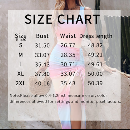 Women’s Sexy Sleeveless Bodycon Dress – Ruched Drawstring Side Split