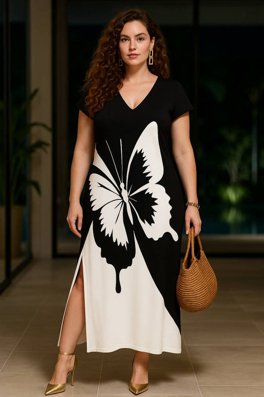 Float Like a Butterfly – V-Neck Maxi Dress That Captures Every Heart