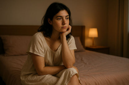 AI Prompt – Lonely Woman Sitting on Bed in Morning Light