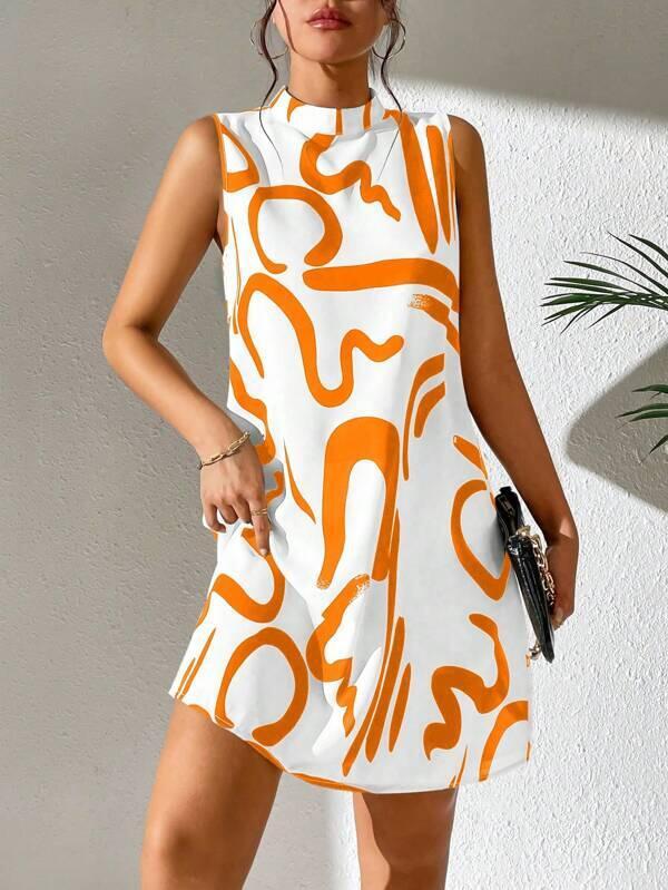 Chic and fresh European-style floral dress with a stand collar. The breathable polyester fabric makes it an excellent choice for outdoor events and daily wear.