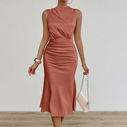 Chic Summer Sleeveless Ruched Bodycon Dress Casual & Party Ready USA