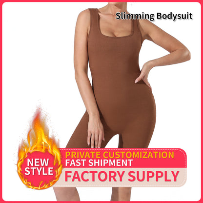 Women’s Slimming Solid Color Bodysuit – Black or Coffee