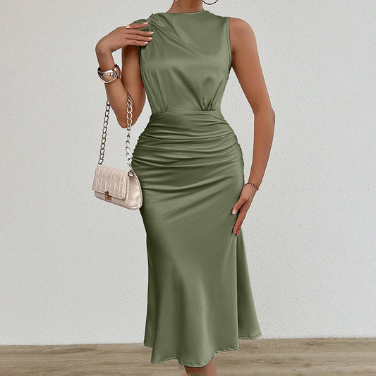 Chic Summer Sleeveless Ruched Bodycon Dress Casual & Party Ready USA